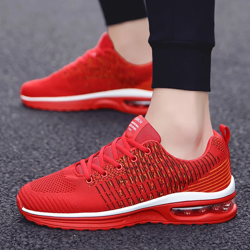 Красные кроссовки для бега модная дышащая уличная спортивная обувь мужчин