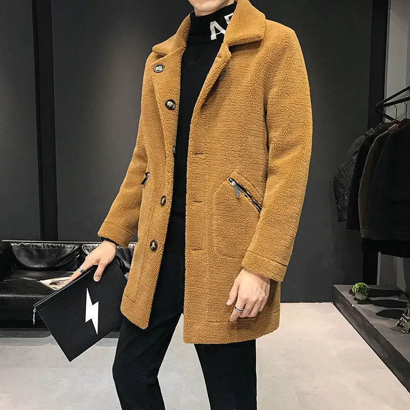 

Мужская теплая куртка из овечьей шерсти, Повседневная Свободная куртка из искусственного меха, на осень/зиму, L47, 2022