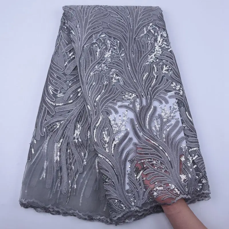 

Latest French Lace African Voile Lace Fabric High Quality Wine 2020 Sequins Velvet Lace Nigerian Lace Fabric For Wedding Dress