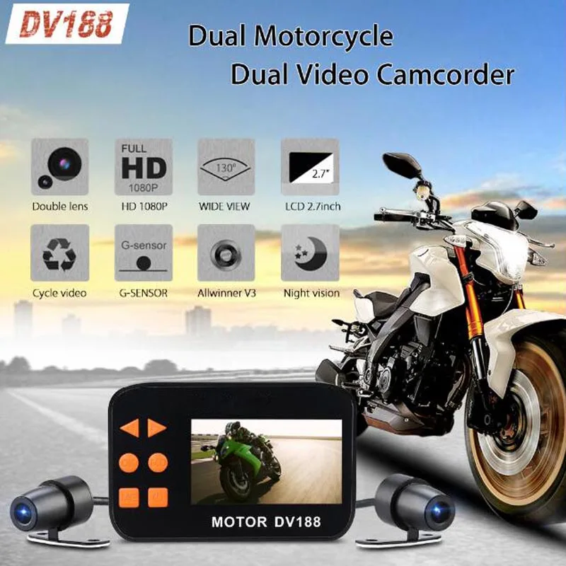 Видеорегистратор DVR DV188 1080P G сенсор ЖК дисплей 2 7 дюйма двойной объектив| |