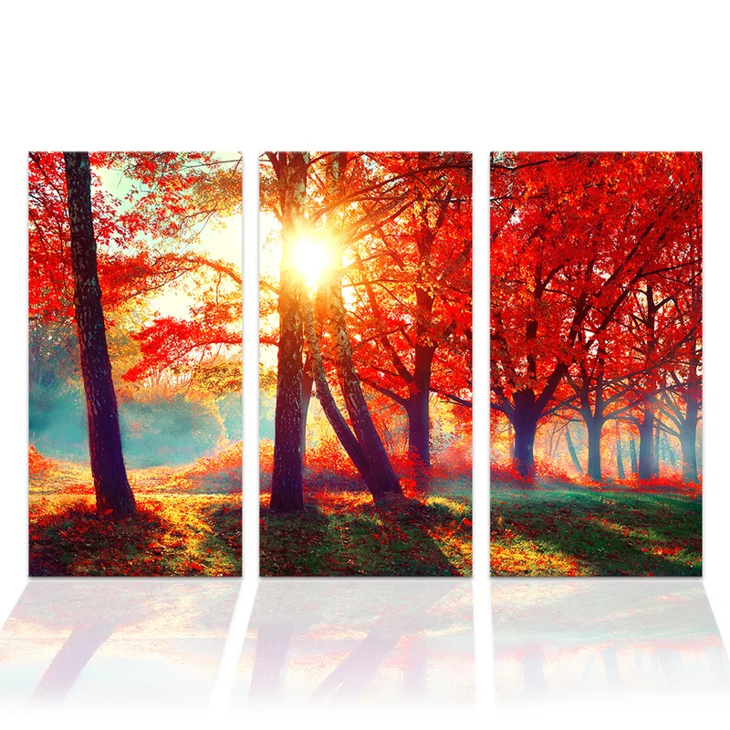 

Modern Style Wall Art Canvas Painting Home Decor Landscape Paintings Red Maple Trees Poster Wall Picture Living Room Decoration