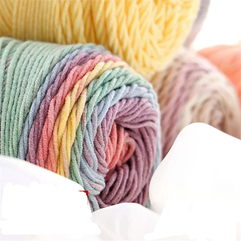 

5 shares of milk cotton yarn accessory Gradient color segments merino wool yarn Crochet stick needle scarf shawl hat wool 100g