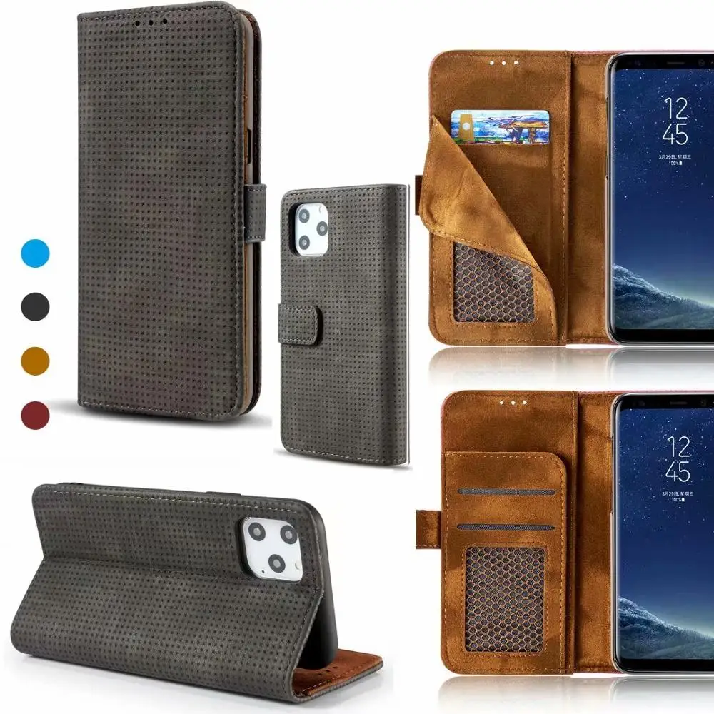 Сетчатый кожаный магнитный чехол для iPhone 11 Pro Max XS XR X 8 7 6 6S Plus книжка с подставкой