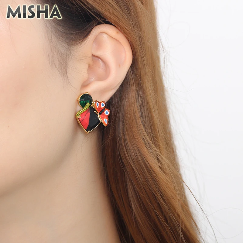 MISHA Модные Ювелирные наборы для женщин ожерелье серьги открытые кольца ручная