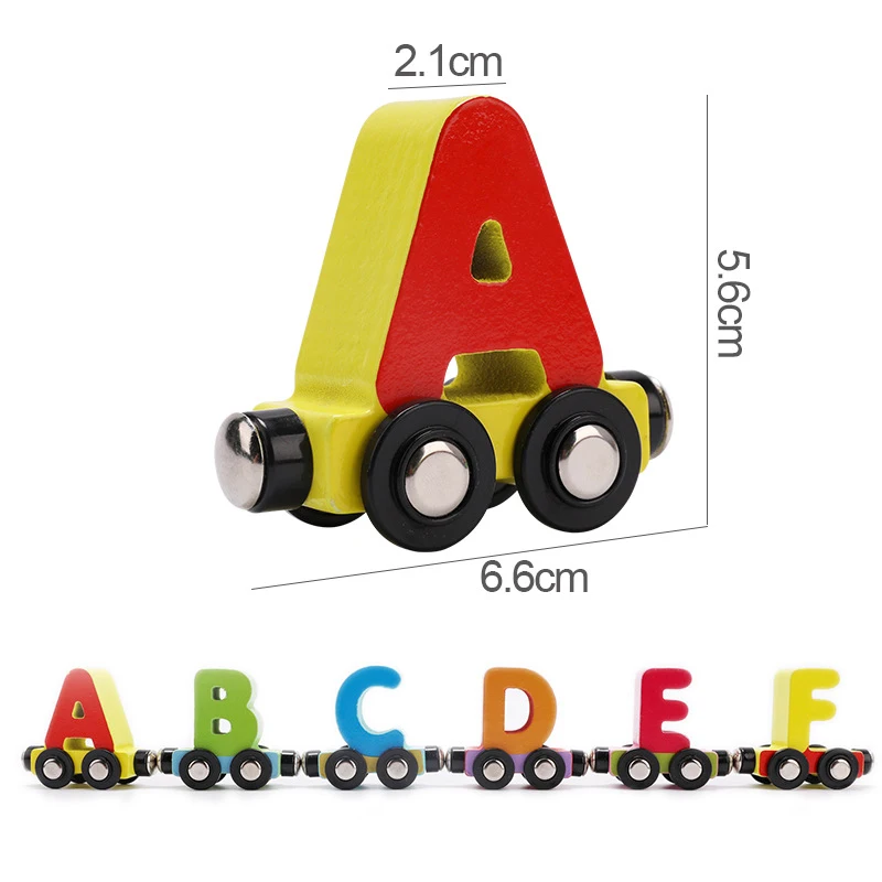 

Children's Wooden Magnetic Train Toy Compatible With Wooden Train Track Toy Educational Alphanumeric Early Education Toy Gift