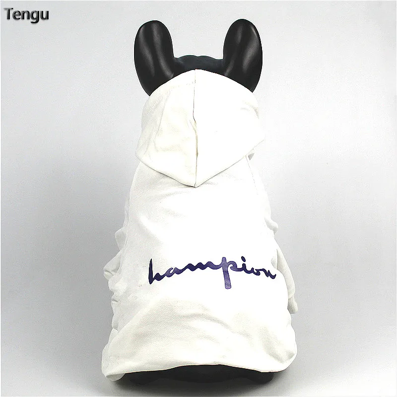 Black white Japanese and Korean style dog clothes pet tide brand cat French bulldog hooded sweater coat suitable for medium size