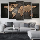 Картины HD абстрактный холст для гостиной настенный художественный плакат 5 шт. Ретро Карта мира украшение картины модульная рамка
