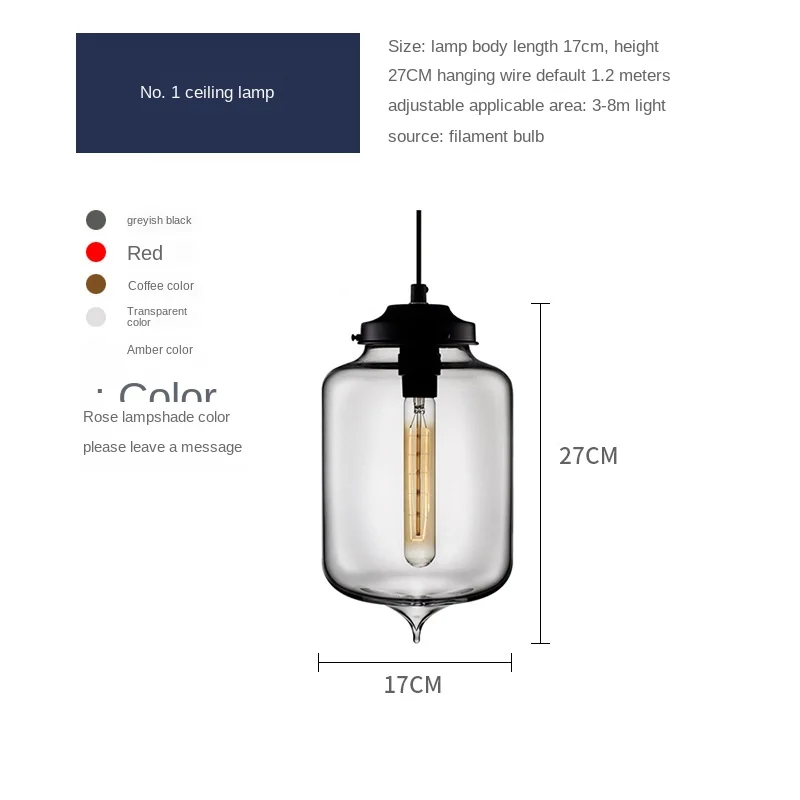 

Nordic Modern hanging loft 7 Color Glass lustre Pendant Lamp industrial decor Lights Fixtures E27/E26 for Kitchen Restaurant