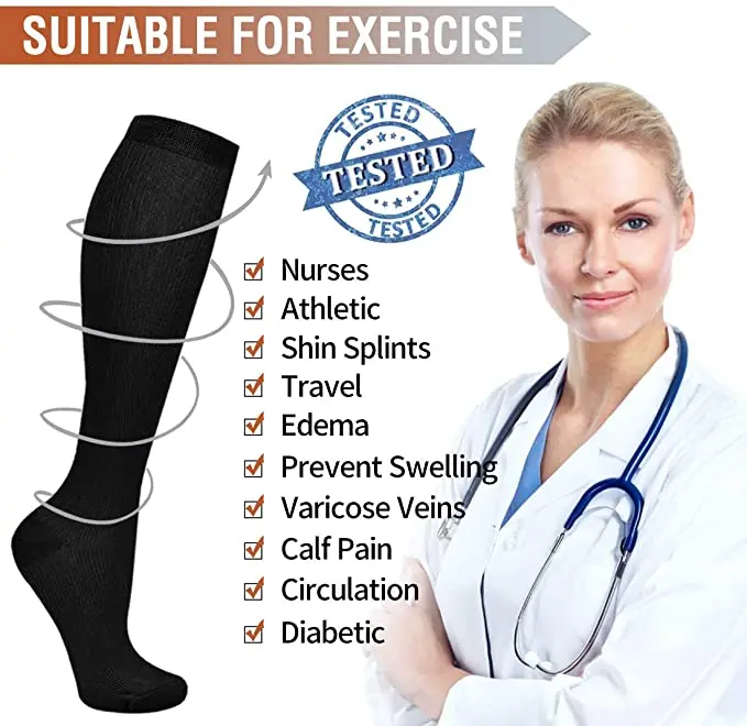 Compression Stockings Blood Circulation Promotion Slimming Compression Socks Anti-Fatigue Comfortable Solid Color Socks