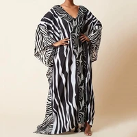 loose zebra print beach dress bikini cover up summer loose beach tunic for women beachwear robe de plage kaftan