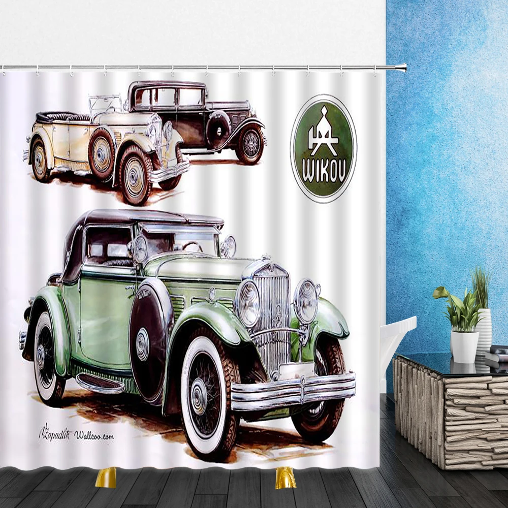 

Водонепроницаемая занавеска для душа в виде рождественской елки, кокосовой пальмы, в стиле ретро, мультфильмов, для ванной, для домашнего де...