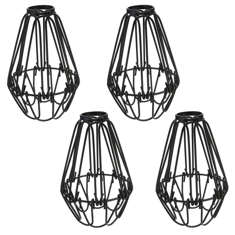 

4 Pack Lamp Guard, Adjustable Lamp Cage, Black Industrial Vintage Style for Pendant Lights, Antique Lamp Holders