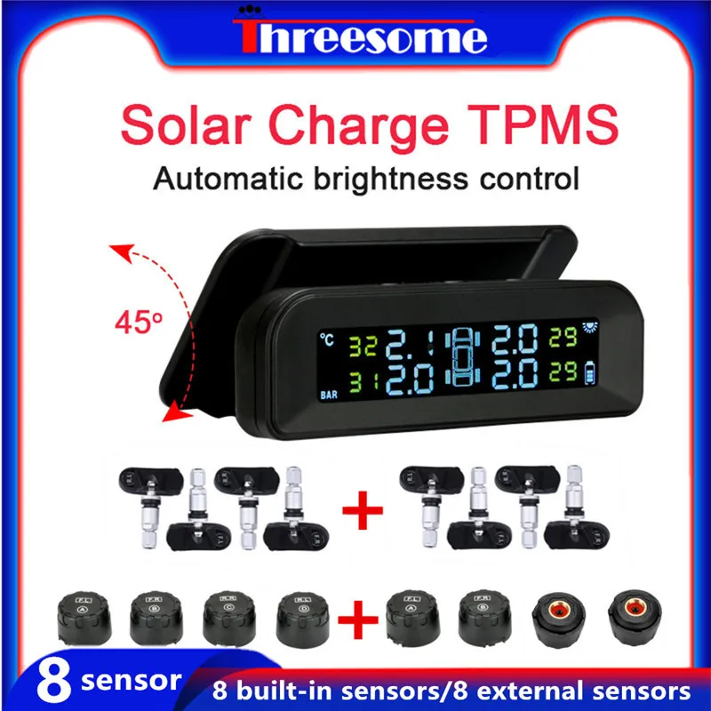 

Система контроля давления в шинах, обновленная Беспроводная система контроля давления в шинах, с солнечной панелью, с регулируемым ЖК-экран...