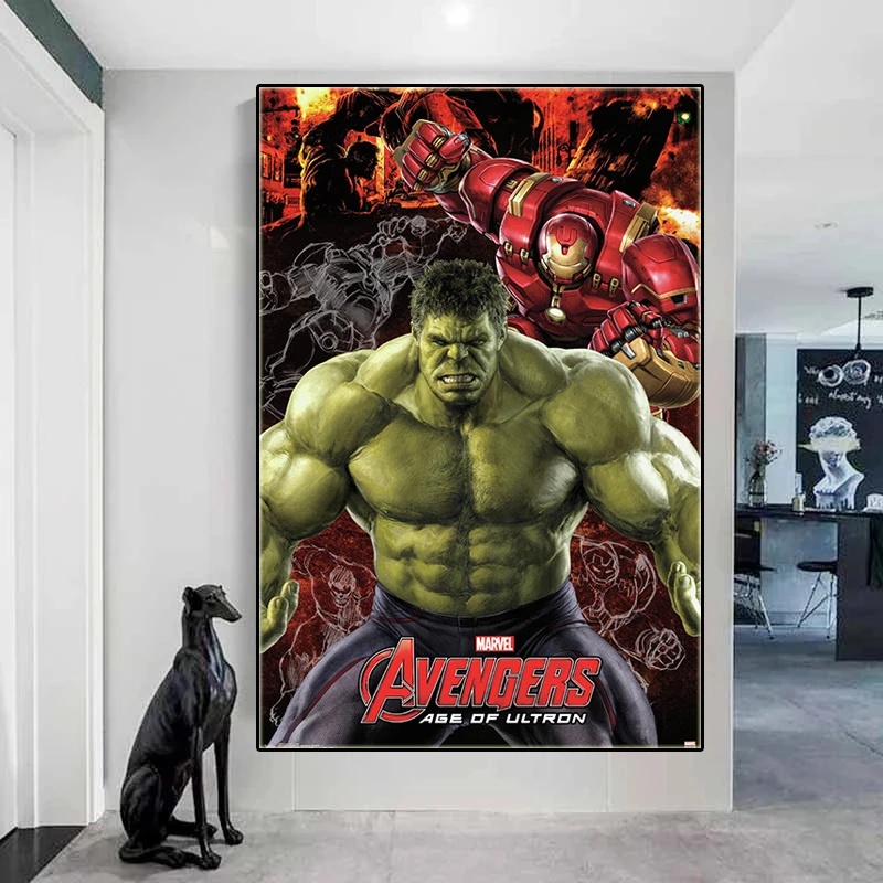 

Marvel Anime Avengers Poster Hulk Iron Man Thanos Canvas Painting Captain America Pictures Prints Wall Art Kids Room Hoom Decor
