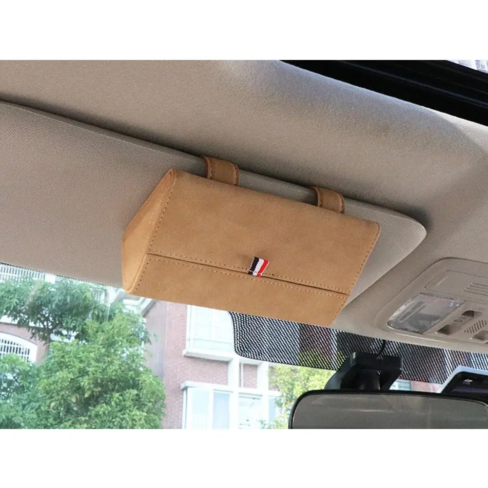 

Sunglasses Case Suede Leather Universal Car Visor Eyeglasses Protective Holder