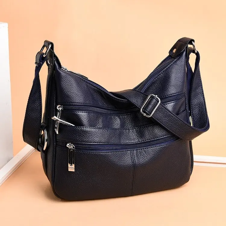 Много карманов большой сумки через плечо для женщин Sac основной Femme кожаные роскошные сумки женские сумки дизайнерские сумки высокого качества - Цвет: blue
