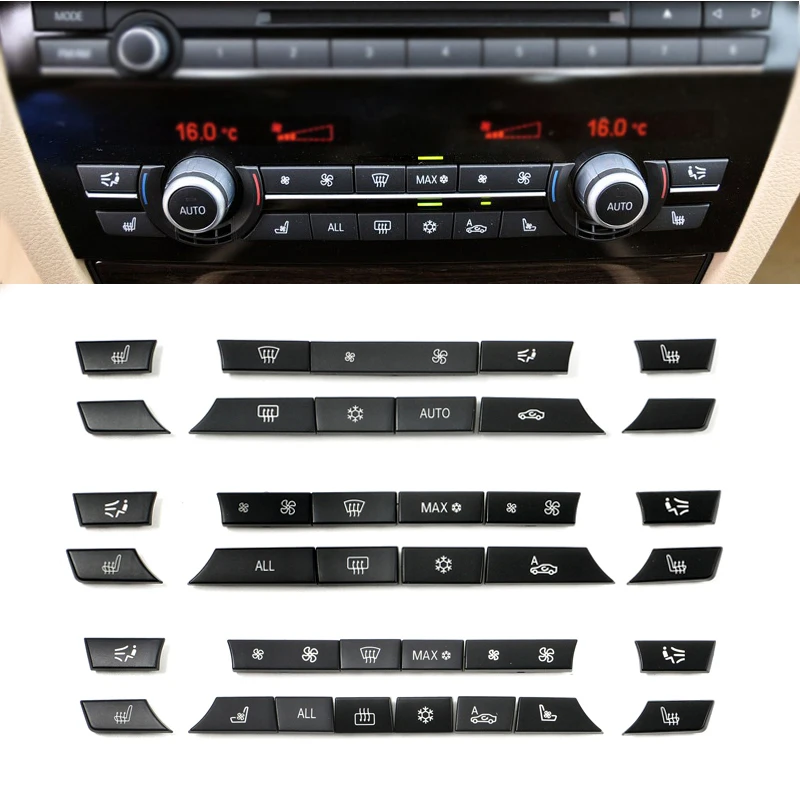 

Console Dash Air Conditioner Buttons Key Caps Replacement For BMW 5 6 7 Series X5 X6 F10 F18 F06 F12 F01 F02 F15 F16 520 523