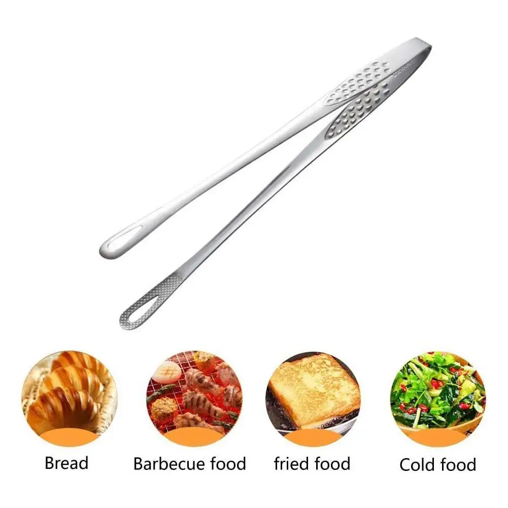 

KitchenTongs 1pc Steel Food Tongs Long Handle Non-Slip Barbecue Tongs Steak Tongs Kitchen Cooking Tools Accessories