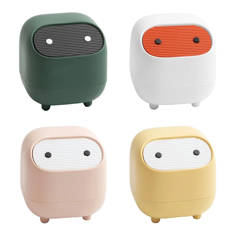 

Creative Mini Cute Waste Bin Desktop Small Trash Can With Lid Garbage Organizer Detachable Press-type Cover Desk Storage Bucket