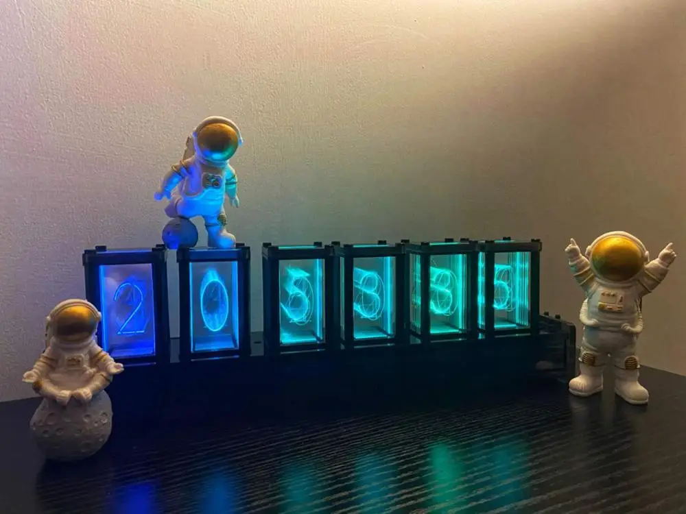 Хит продаж одежда 6 бит RGB светодиодный светящийся цифровые часы газоразрядный