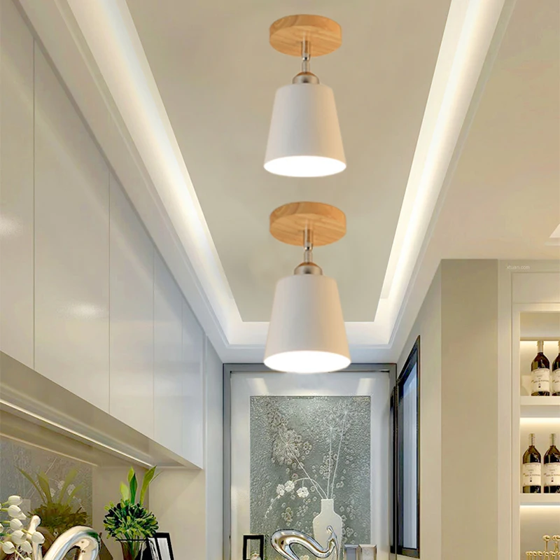 Современные светодиодные потолочные лампы Nordic Plafondlamp вращающийся деревянный