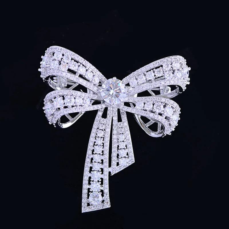 

Simple Hollow Bowknot Brooches for Women 2022 Fashion Luxury AAA Zirconia Brooch Pin Female Coat Suit Broche Brand Jewelry