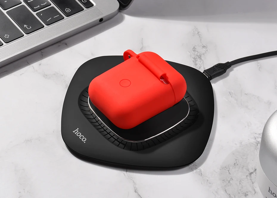 hoco CW22 силиконовый чехол для AirPods беспроводная зарядка защитный чехол от царапин и ударов для Air Pods поддержка для QI мягкий цветной чехол защита корпуса гарнитуры беспроводная зарядка