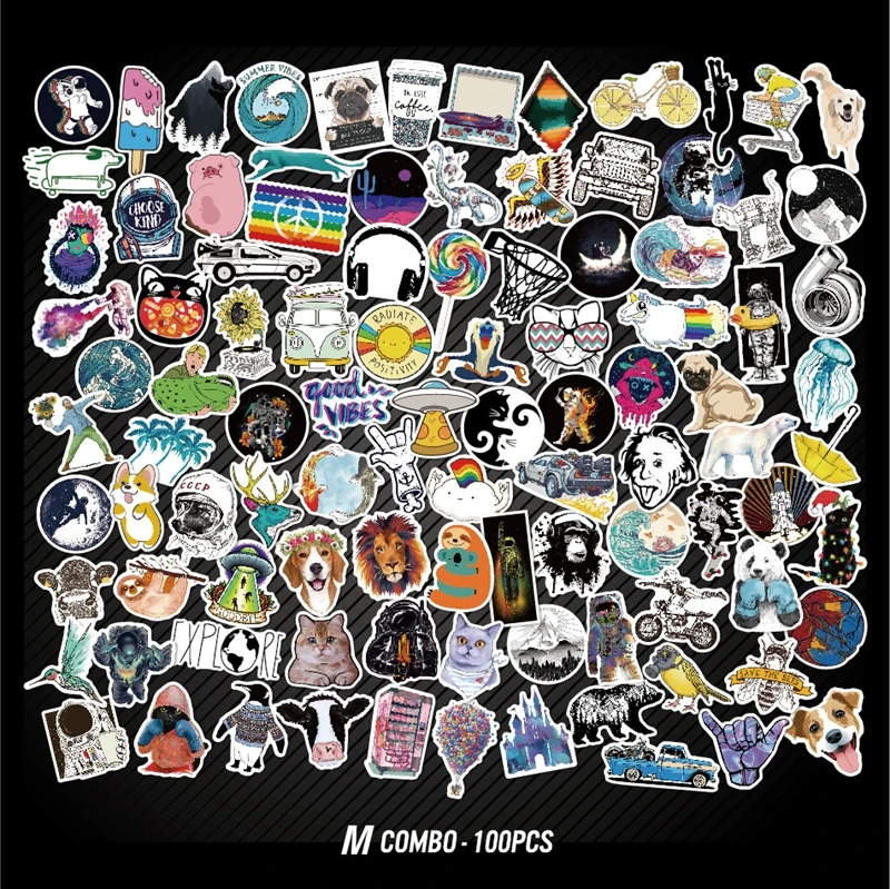 

100pcs Cool Animal Sticker Pack Laptop Skateboard Luggage Graffiti Waterproof Stickers Decal Decoration For Suitcase Sticker Toy