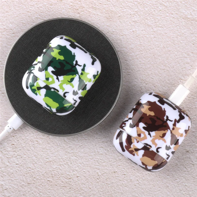 Чехол для Airpods милый Футляр для наушников Funda Irpods Камуфляжный армейский окрашенный Жесткий Чехол для Airpods 2 поколения