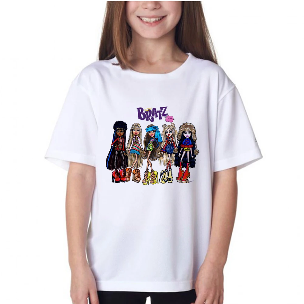 

Summer T shirt Children New Arrivals Bratz Cartoon Tops Tumblr Hipster Streetwear Girls Clothes Italy Kids Elegant T-shirts