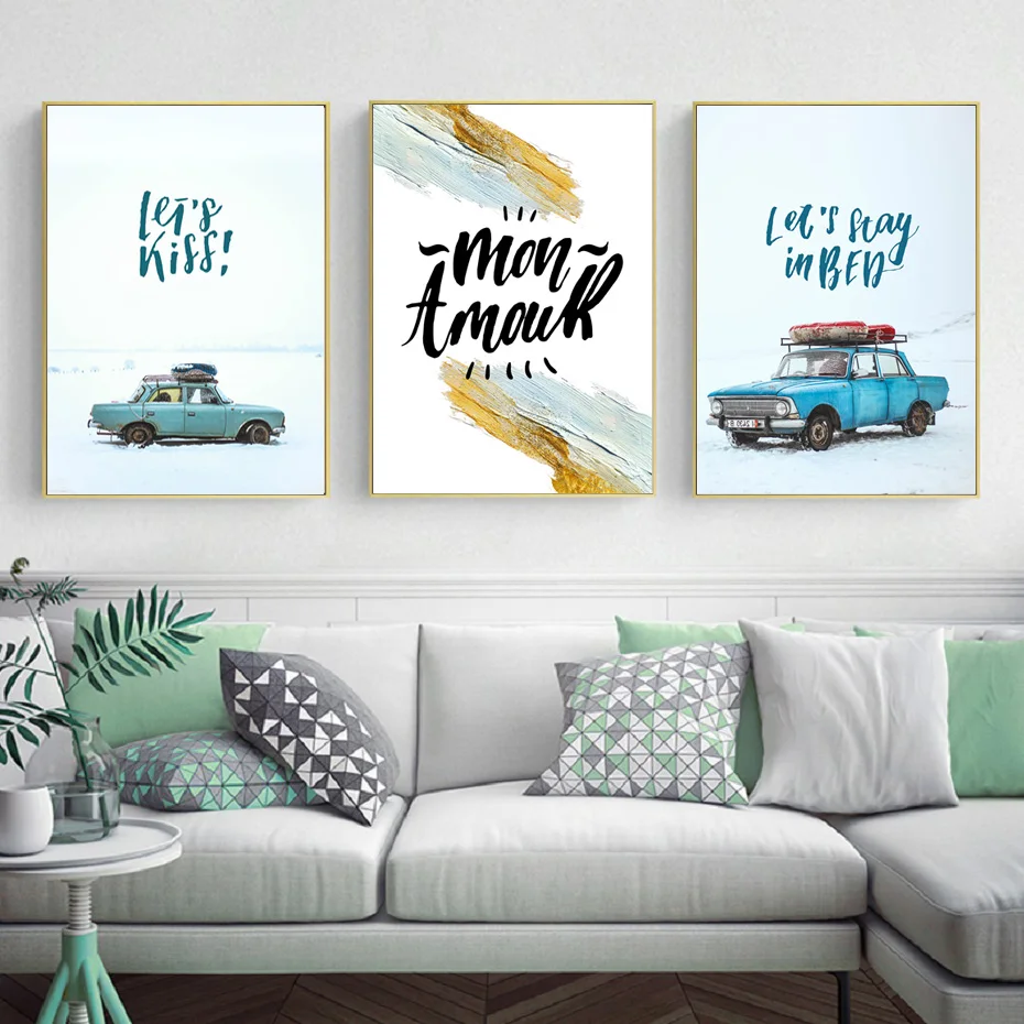 

Nordic Small Fresh Snow Scene Wagon Canvas Painting Poster Wall Art Gift Art Print Printing Living Room Home Decoration