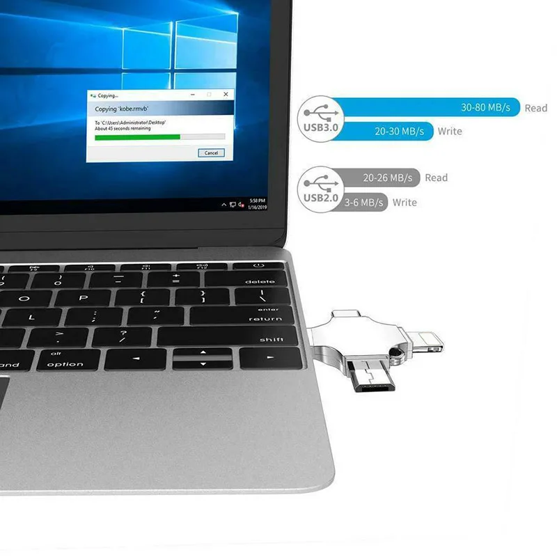 4 в 1 Смарт USB ручка привода высокоскоростной передачи данных Портативный для iOS