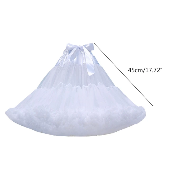 

2021 Women Lolita Pompon Skirt Hoopless Petticoat Crinoline Dress Underskirt Slip Tutu Wedding Ball Gown Wedding Accessories