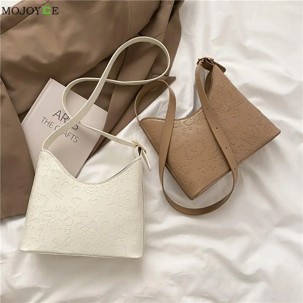 

Fashion Women PU Leather Cartoon Embossing Shoulder Crossbody Bag Ladies Vintage Zipper Small Purse Handbags