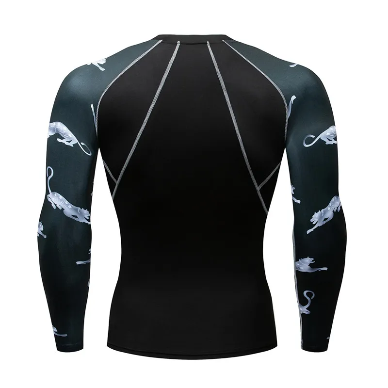 Мужская компрессионная рубашка Рашгард облегающие для тренировок футболка с