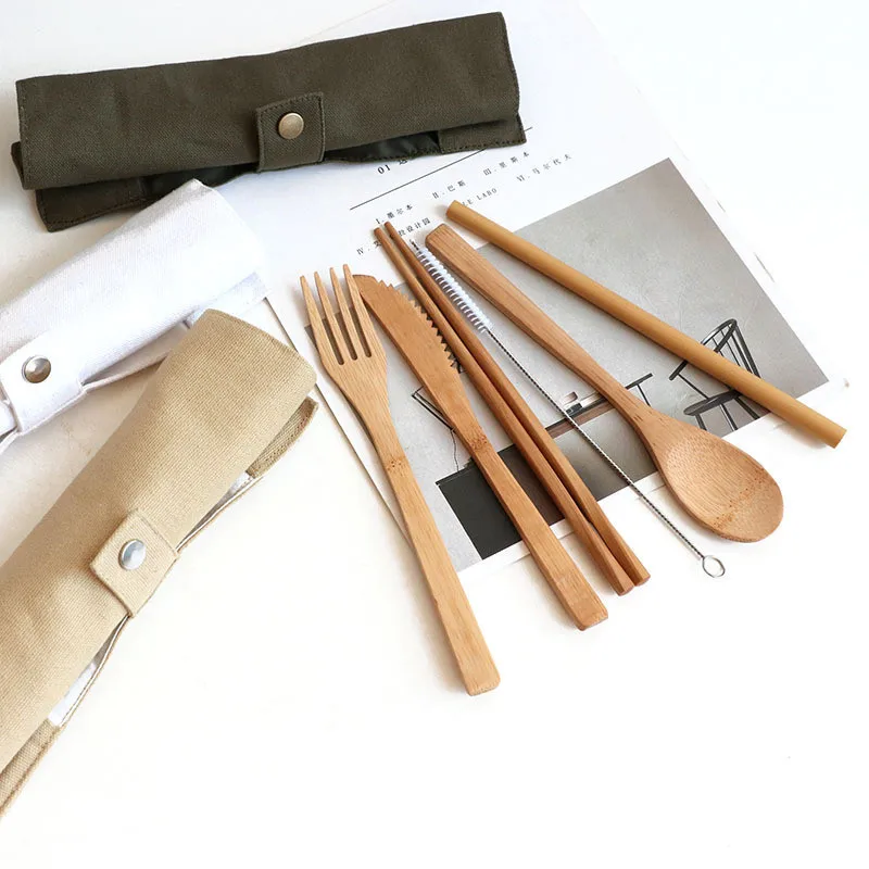 

2020 Knife And Fork Spoon Straw Cloth Bag Kit Portable Scroll Pack Straw can ju bao Buggy Bag
