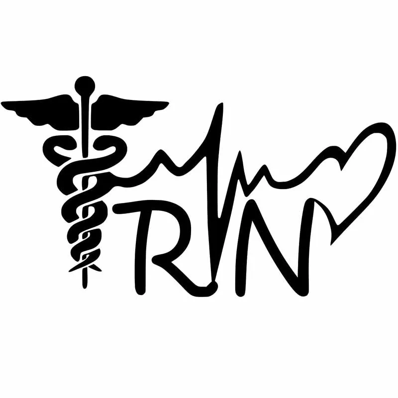 

15*15cm UR Impressions Red 5.5in. Registered Nurse - RN Caduceus Lifeline Heart Decal Vinyl Sticker Graphics for Car Truck