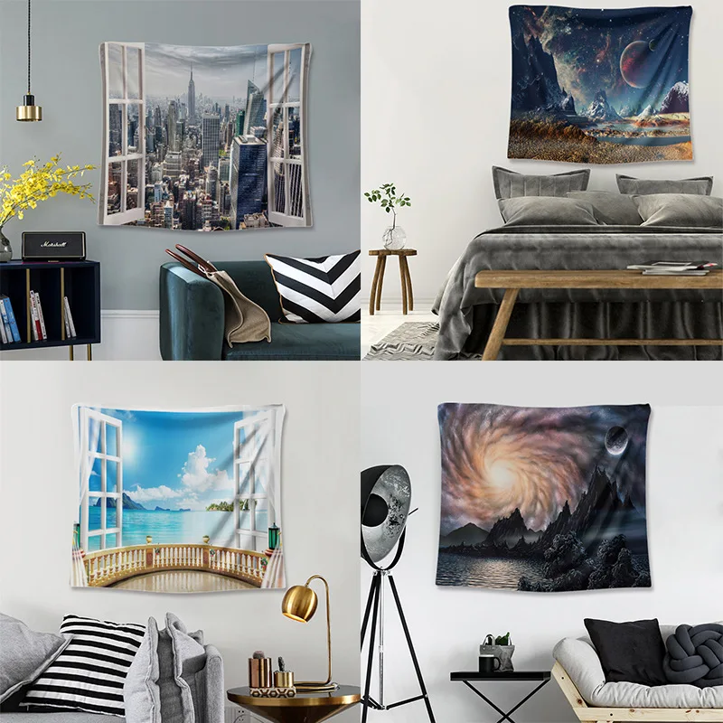 

tapestry wall hanging Decorative 3D Printed Landscape Wonderland Mandala Bohemian Room Decor Wall Cloth Tapestries