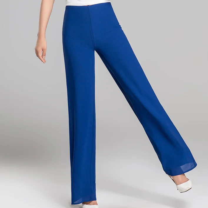 Женские шифоновые штаны с высокой талией на молнии свободные одноцветные белые