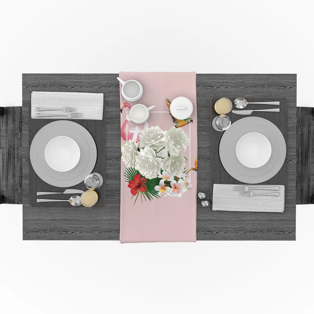 Дорожки для стола с фламинго попугаем тропическими растениями | Дом и сад