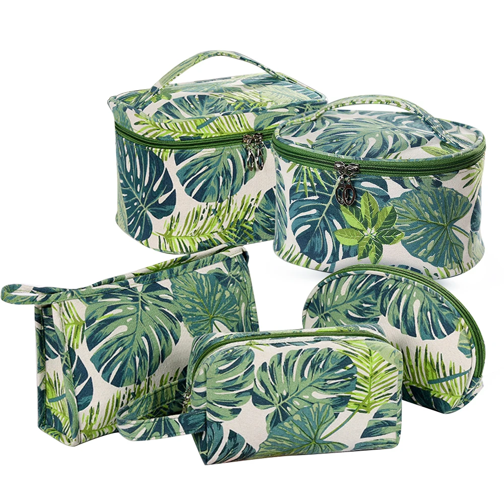 Женская сумка для хранения с принтом в виде листьев органайзер туалетных