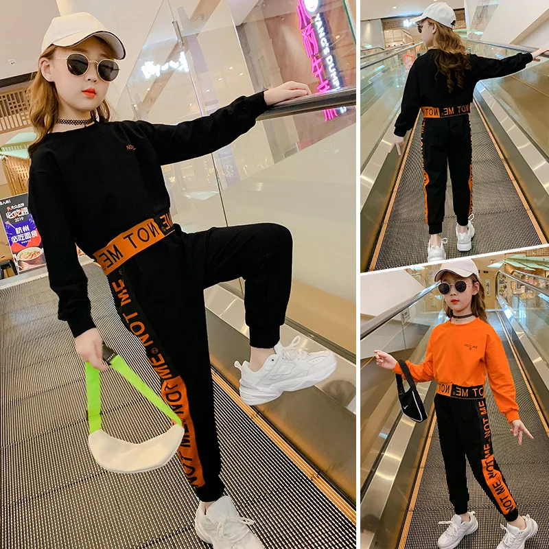 

New Spring Autumn Baby Girl Sweater Kids Clothes Sports Suit Children Clothing Kids Design for 2-12 Years Top + Pants Sets