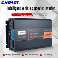 chgaoy pure sine wave 2000w power inverter 12v dc to 120v ac power converter with usb port and two ac sockets