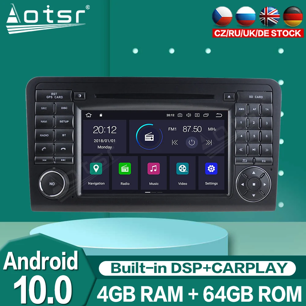 

For Mercedes Benz ML CLASS W164 ML300 ML350 2005-2012 Android 10.0 Audio Radio Carplay Car Multimedia Auto Stereo Player GPS