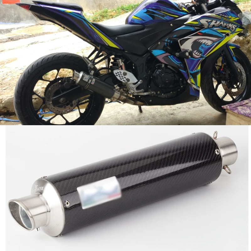 

Motorcycle Modified Exhaust Pipe Muffler ZX6R R25 Y15zr Lc135 R3 Natural Carbon Brazing Universal Modification ULASHKIM