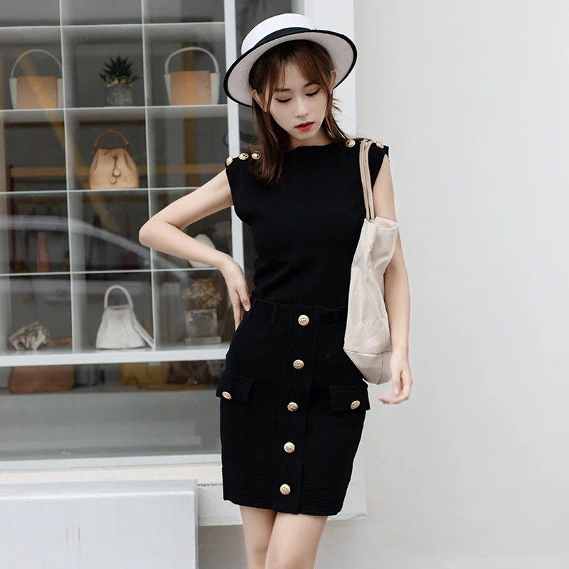 Женский офисный комплект из двух предметов трикотажный топ без рукавов с