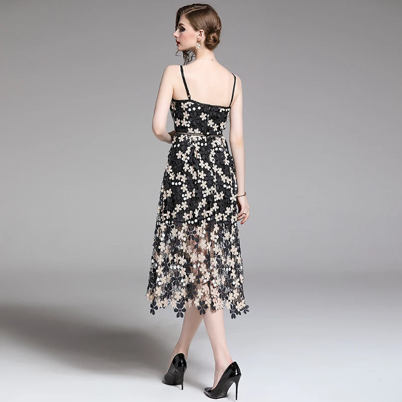 

Spaghetti Strap Lace Dress Ladies Sexy Sleeveless Bodycon Evening Party Bandage Dress Plus Size S-XXL