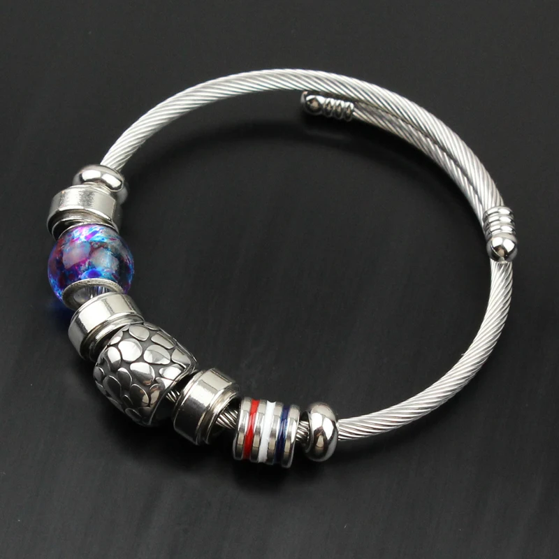 Браслет из нержавеющей стали с леопардовым узором стеклянный браслет в античном