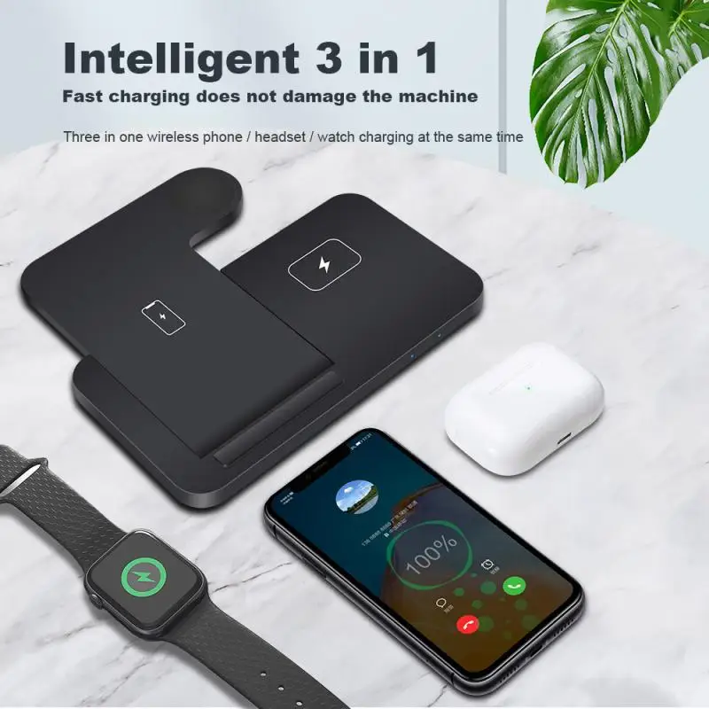 

15W Fast Wireless Charger 3 in 1 Qi Charging Dock Station For iPhone 12 11 Pro XS Apple Watch SE 6 5 AirPods Pro Charger Stand