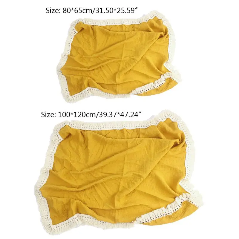 

2Pcs Baby Tassel Sleeping Swaddle Wrap Bow Headband Set Cotton Double Gauze Receiving Blanket Headwear Photography Props